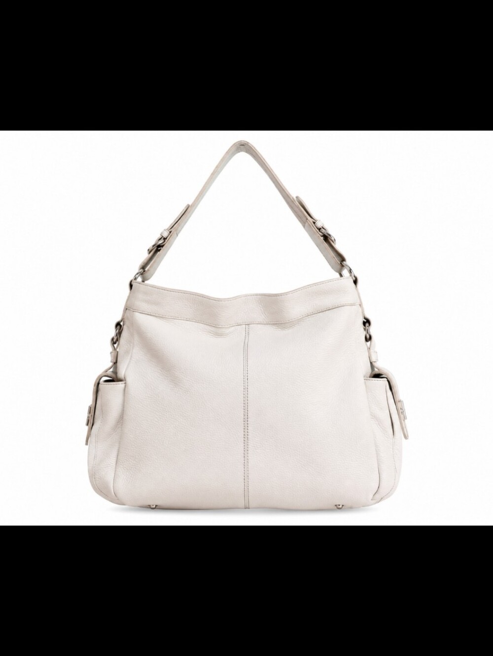 Furla Large White Pebbled Leather Hobo Bag